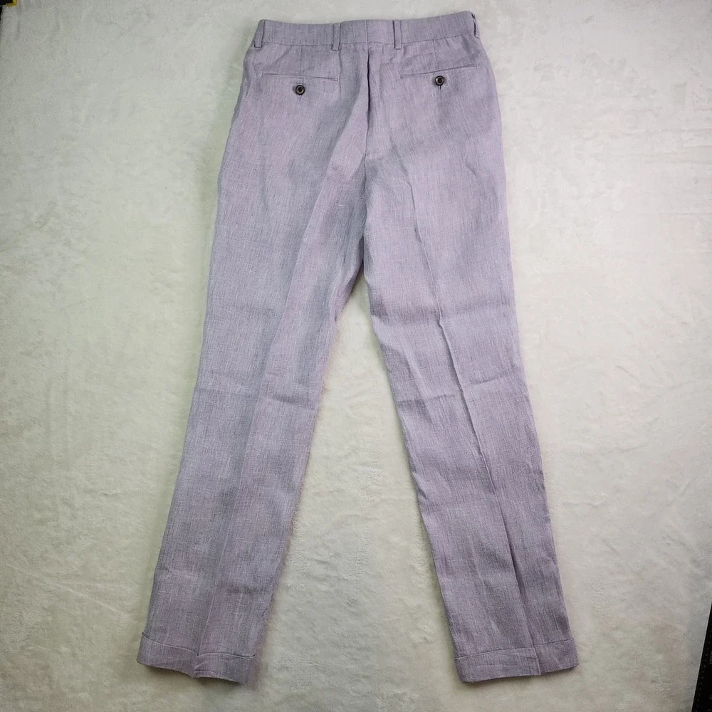 Baird McNutt Murano Alex Fit 100% Linen Pants Mens 30x32 Lavender Purple Trouser